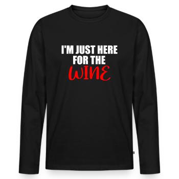 Je suis juste là pour le vin - T-shirt manches longues Premium bio Homme - noir - Devant - Nico (187cm)