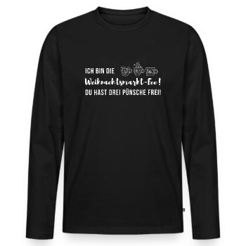 Weihnachtsmarkt-Fee - du hast 3 Pünsche frei. - Männer Premium Bio Langarmshirt - Schwarz - Vorne - Nico (187cm)
