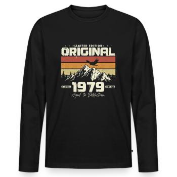 1979 né anniversaire Vintage cadeau Vintage - T-shirt manches longues Premium bio Homme - noir - Devant - Nico (187cm)