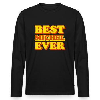 Michel First Name Funny Gift - Men's Premium Organic Long Sleeve Shirt - black - Front - Nico (187cm)