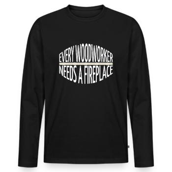Chop Wood Lumberman Quote Sexy Carpenter Tshirts - Men's Premium Organic Long Sleeve Shirt - black - Front - Nico (187cm)