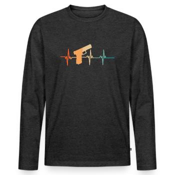 Battement de cœur gun - T-shirt manches longues Premium bio Homme - anthracite chiné - Devant - Nico (187cm)