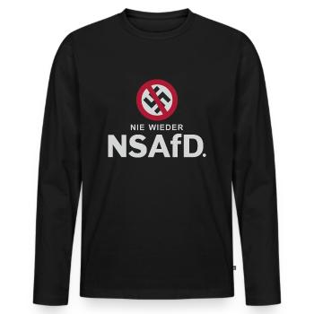 NIE WIEDER NAZIES ODER NS! - Männer Premium Bio Langarmshirt - Schwarz - Vorne - Nico (187cm)