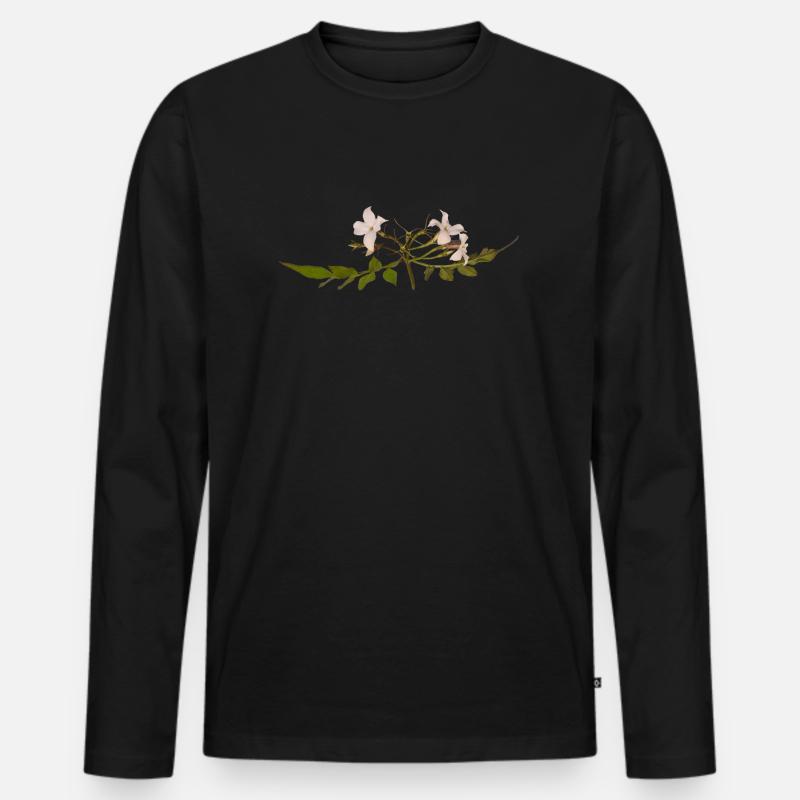 Jasminblüte - Männer Premium Bio Langarmshirt - Schwarz