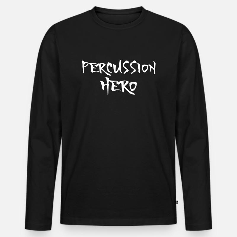 Percussion Hero - Männer Premium Bio Langarmshirt - Schwarz
