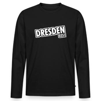 Dresden - 0351 - Area Code - Saxony - Men's Premium Organic Long Sleeve Shirt - black - Front - Nico (187cm)