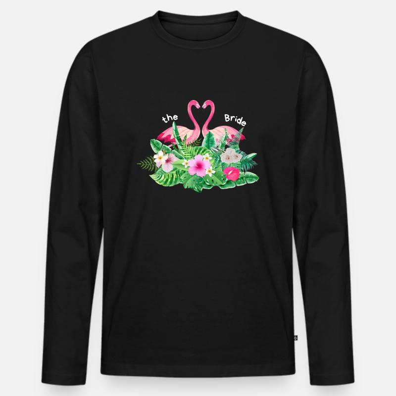 Der Flanschflamingo tropisch - Männer Premium Bio Langarmshirt - Schwarz