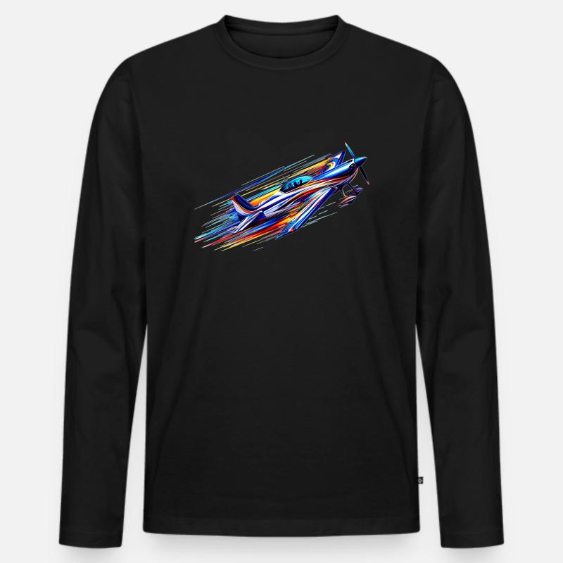 Kunstflugzeug - Männer Premium Bio Langarmshirt - Schwarz