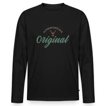 Black Forest original with deer head - cool ! - Men's Premium Organic Long Sleeve Shirt - black - Front - Nico (187cm)