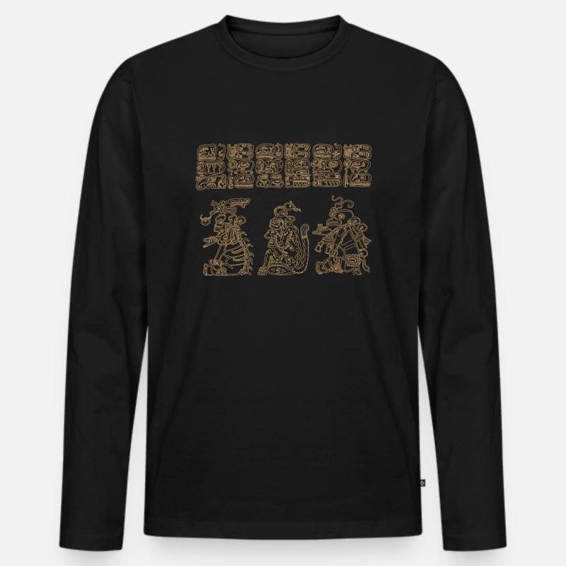 Glyphen der Maya - Männer Premium Bio Langarmshirt - Schwarz