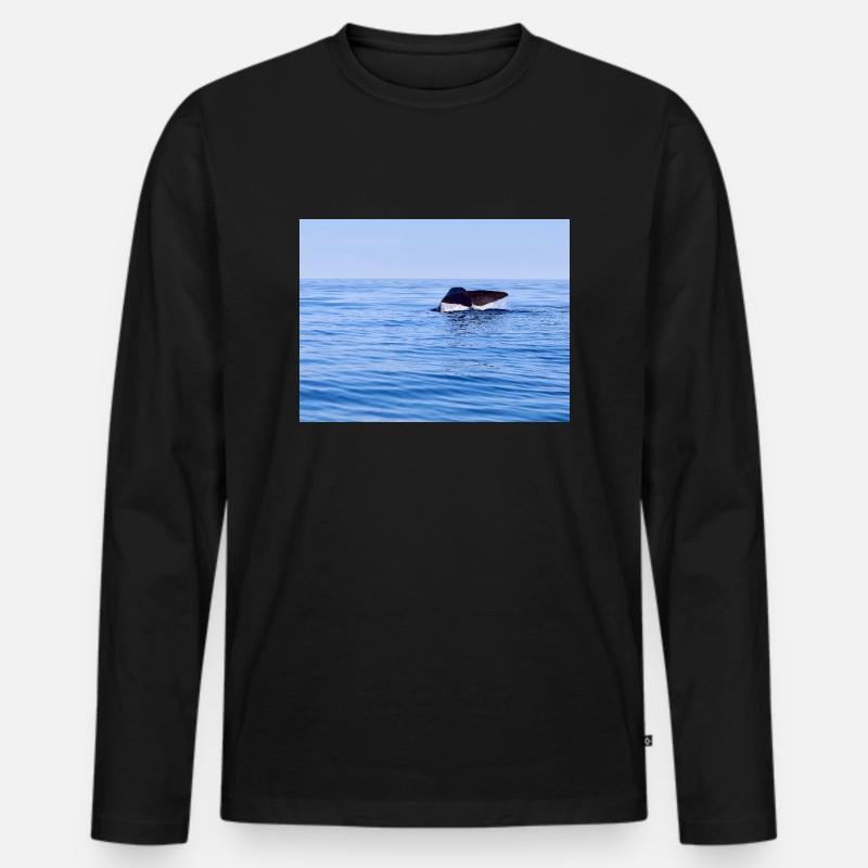 Wal - Männer Premium Bio Langarmshirt - Schwarz