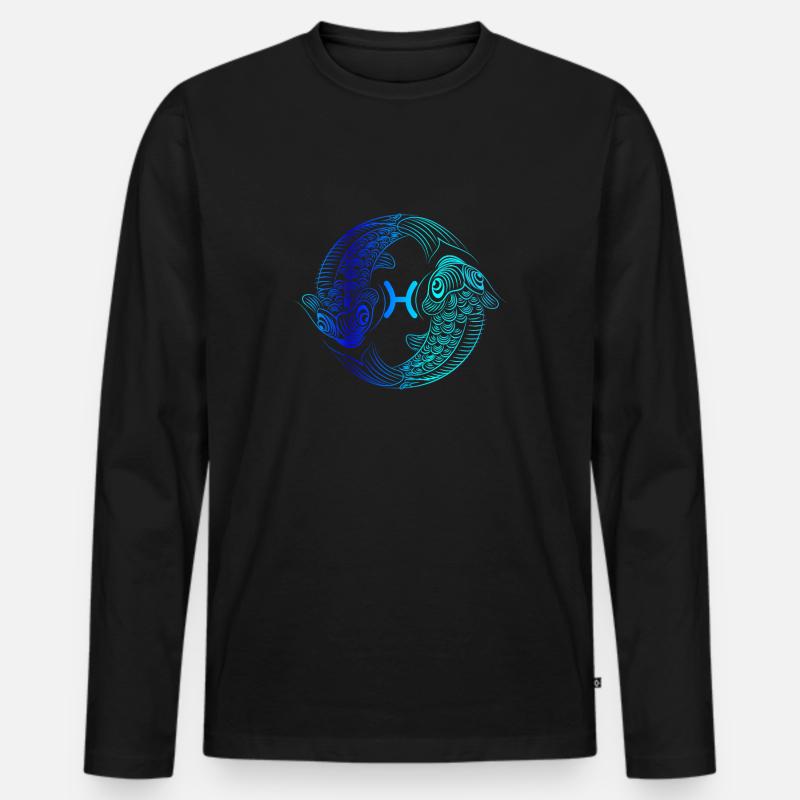 fische Zeichenfläche 1 - Männer Premium Bio Langarmshirt - Schwarz