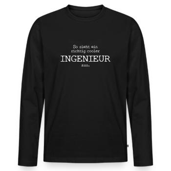 So sieht ein richtig cooler Ingenieur aus. - Männer Premium Bio Langarmshirt - Schwarz - Vorne - Nico (187cm)