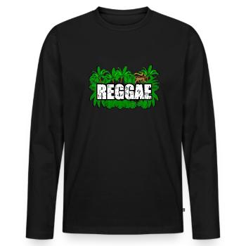 Reggae Lion - Men's Premium Organic Long Sleeve Shirt - black - Front - Nico (187cm)