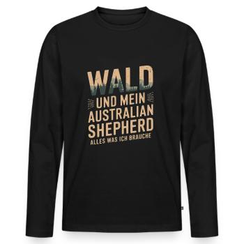 Wald und mein Australian Shepherd - Männer Premium Bio Langarmshirt - Schwarz - Vorne - Nico (187cm)