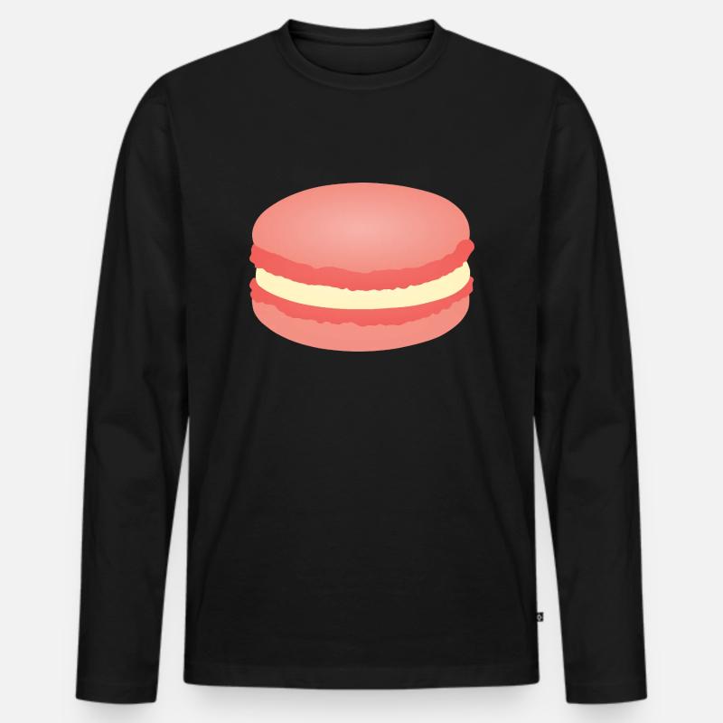 Rosa Macaron - Männer Premium Bio Langarmshirt - Schwarz