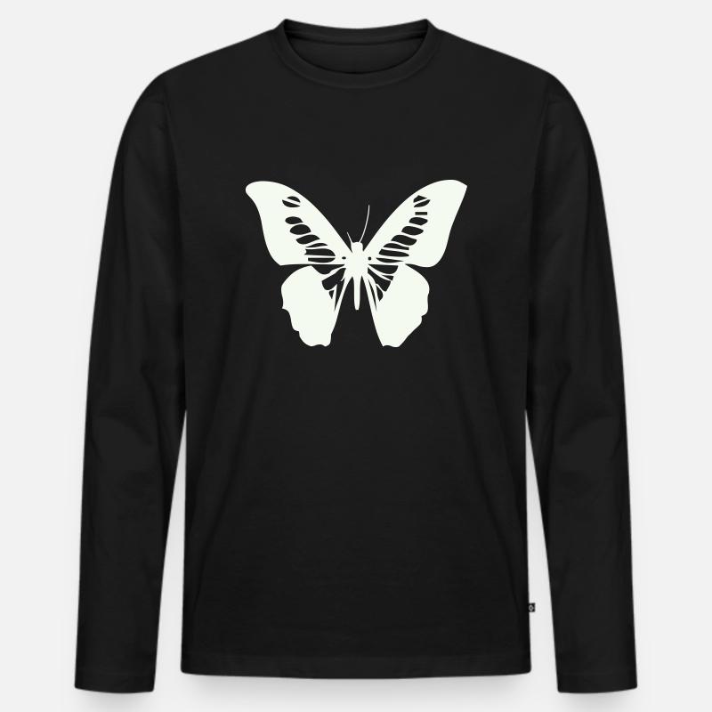 schmetterling - Männer Premium Bio Langarmshirt - Schwarz