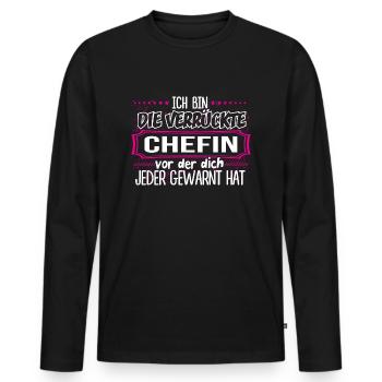CHEFIN - Verrückt - Männer Premium Bio Langarmshirt - Schwarz - Vorne - Nico (187cm)