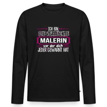 MALERIN - Verrückt - Männer Premium Bio Langarmshirt - Schwarz - Vorne - Nico (187cm)