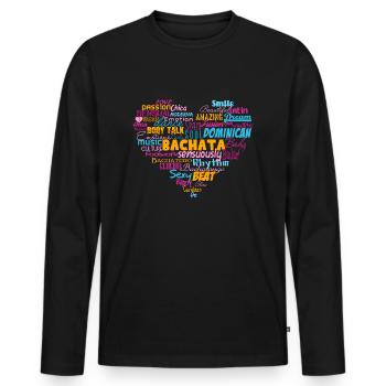 Bachata Heart - Bachata Dance Shirt - Men's Premium Organic Long Sleeve Shirt - black - Front - Nico (187cm)