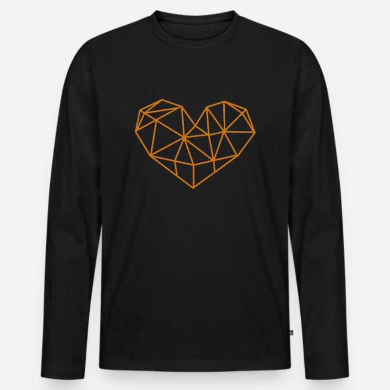 Goldenes Herz - Männer Premium Bio Langarmshirt - Schwarz