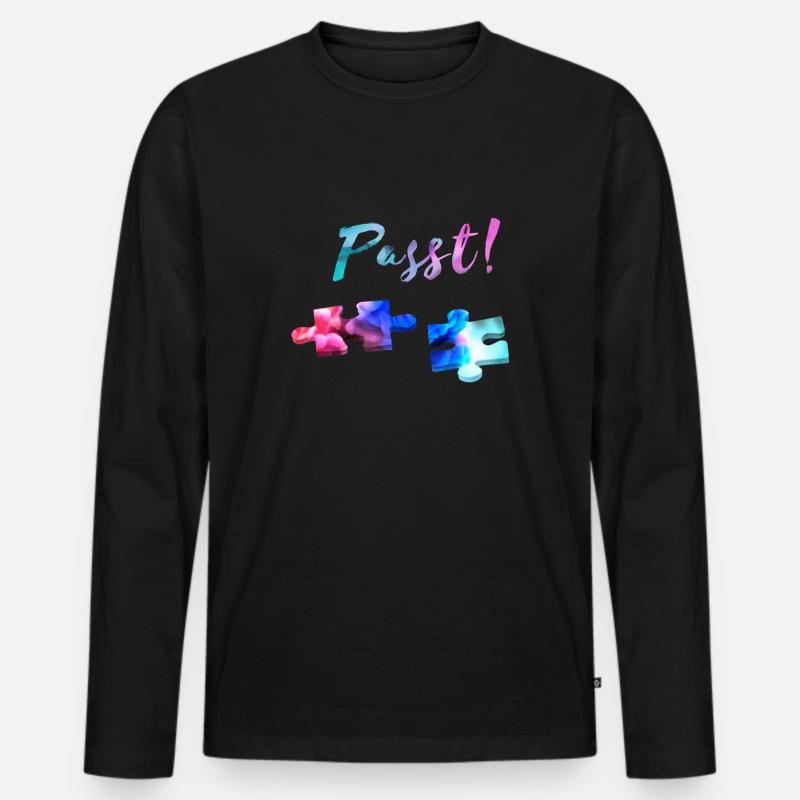Puzzle - Männer Premium Bio Langarmshirt - Schwarz