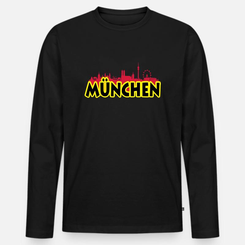 München - Männer Premium Bio Langarmshirt - Schwarz