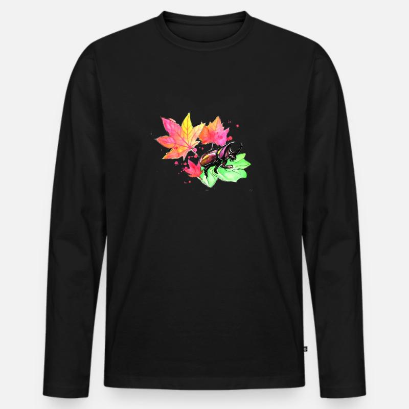 Hirschkäfer im Herbst - Männer Premium Bio Langarmshirt - Schwarz