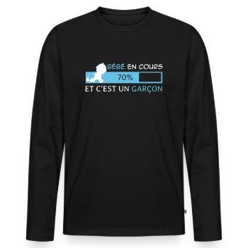 Bébé en cours et c'est un Garçon - T-shirt manches longues Premium bio Homme - noir - Devant - Nico (187cm)