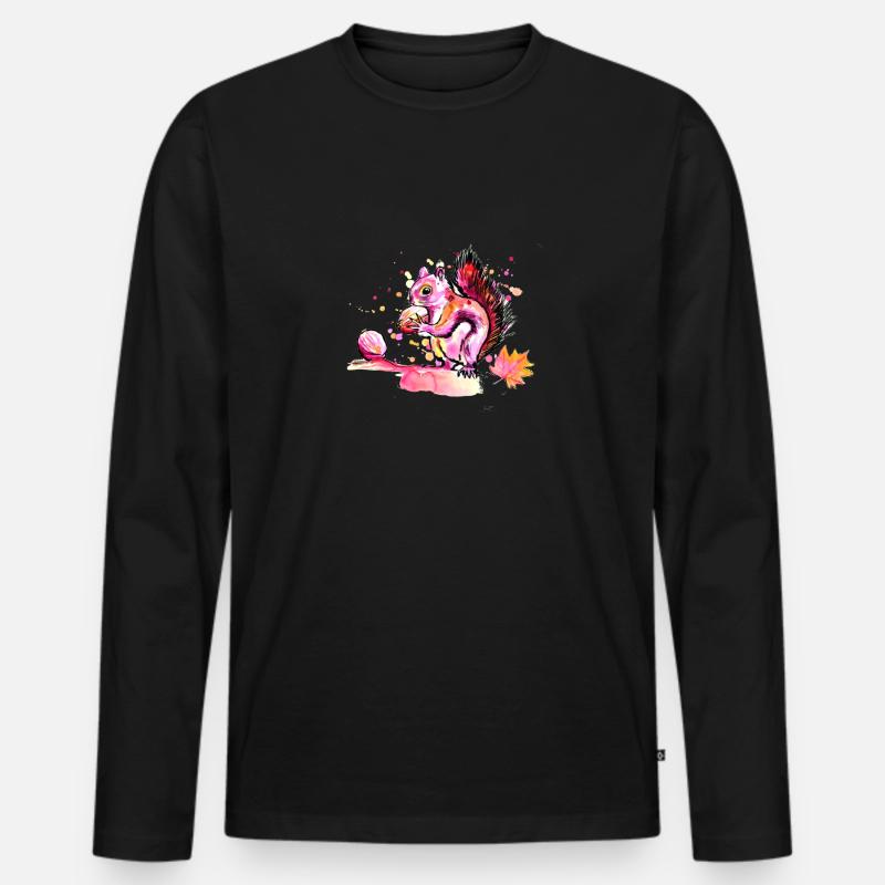 Eichhörnchen beim Futtern - Männer Premium Bio Langarmshirt - Schwarz