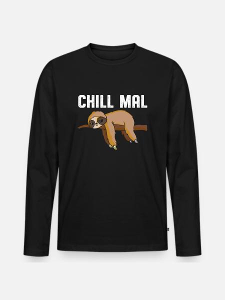 Chill mal Faultier - Männer Premium Bio Langarmshirt - Schwarz