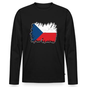 Design tchèque pour les fans tchèques - T-shirt manches longues Premium bio Homme - noir - Devant - Nico (187cm)