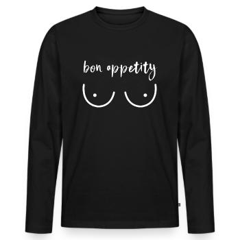 Bon Appetity Allaitement Cadeau Amusant - T-shirt manches longues Premium bio Homme - noir - Devant - Nico (187cm)
