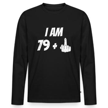 80. Geburtstag 80 Jahre Geburtstagsgeschenk lustig - Männer Premium Bio Langarmshirt - Schwarz - Vorne - Nico (187cm)