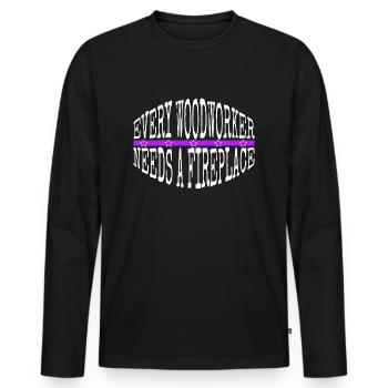 arboriculture funny carpenter felling mason - Men's Premium Organic Long Sleeve Shirt - black - Front - Nico (187cm)