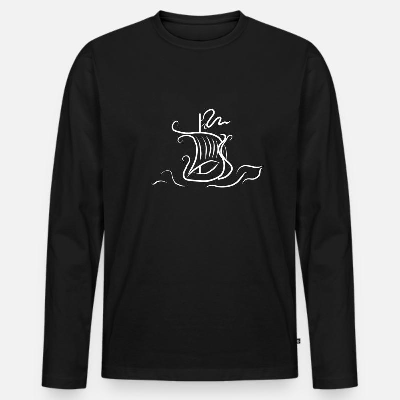 vikings ship - Männer Premium Bio Langarmshirt - Schwarz