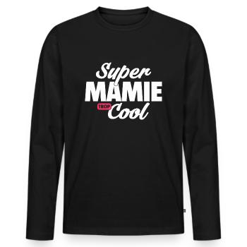 Super mamie Cool / humour grandmère - T-shirt manches longues Premium bio Homme - noir - Devant - Nico (187cm)