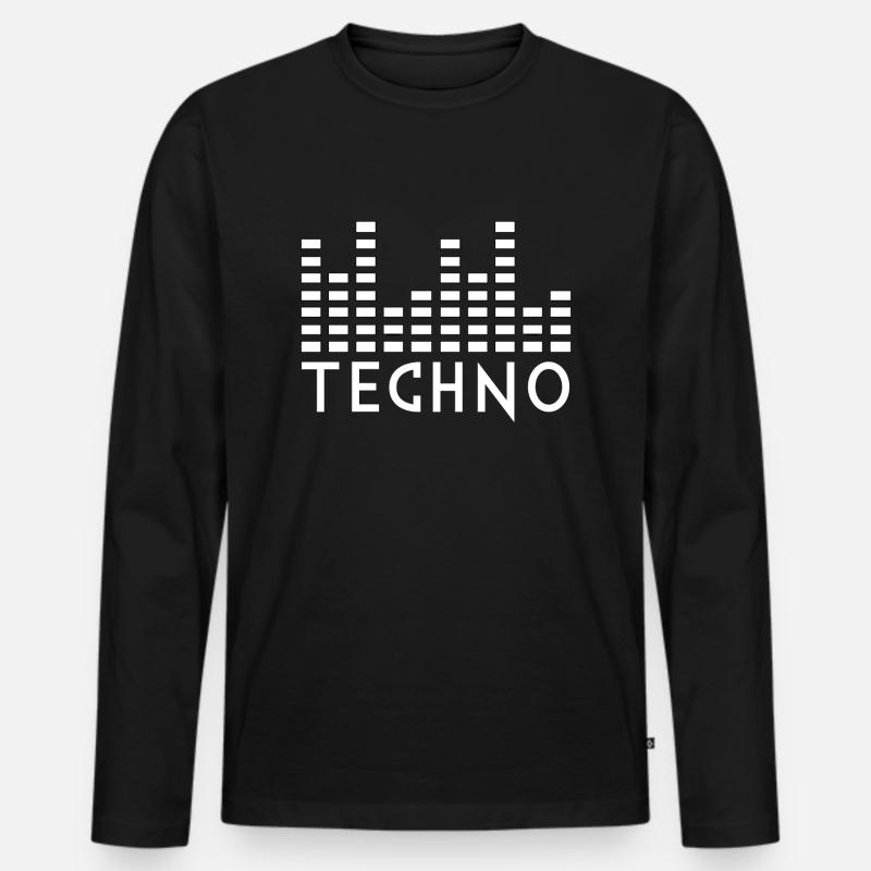 Techno-Musik - Männer Premium Bio Langarmshirt - Schwarz