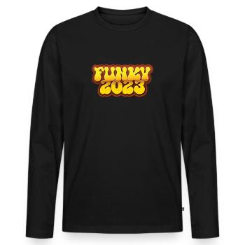 Funky 2023 - T-shirt manches longues Premium bio Homme - noir - Devant - Nico (187cm)