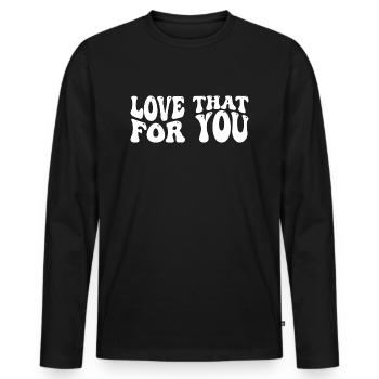 Aimer plus d’amour de soi Citation inspirante - T-shirt manches longues Premium bio Homme - noir - Devant - Nico (187cm)