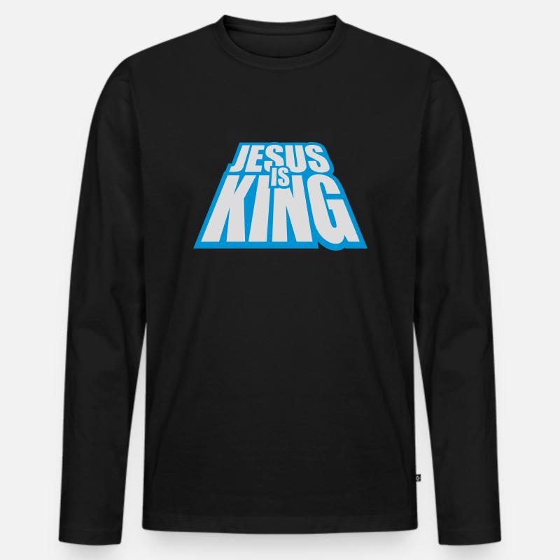jesus is king Zitat - Männer Premium Bio Langarmshirt - Schwarz