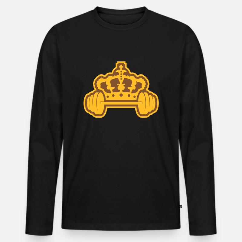 Logo Design Krone Hantel - Männer Premium Bio Langarmshirt - Schwarz