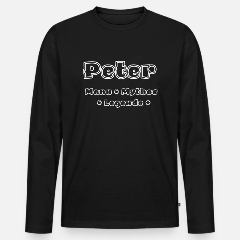 Peter - Mann, Mythos, Legende - Männer Premium Bio Langarmshirt - Schwarz