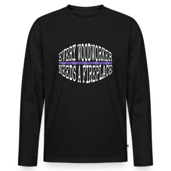 woodworking union carpenter tshirts felling - Männer Premium Bio Langarmshirt - Schwarz - Vorne - Nico (187cm)