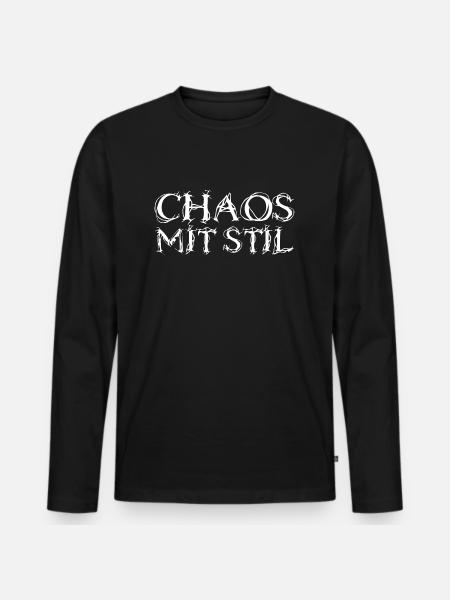 Chaos mit Stil - Männer Premium Bio Langarmshirt - Schwarz
