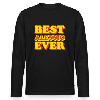 Alessio Vorname lustiges Geschenk - Männer Premium Bio Langarmshirt - Schwarz - Vorne - Nico (187cm)