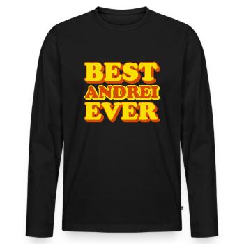 Andrei first name funny gift - Men's Premium Organic Long Sleeve Shirt - black - Front - Nico (187cm)