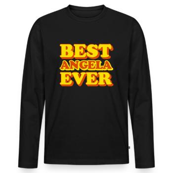 Angela Vorname Lustiges Geschenk - Männer Premium Bio Langarmshirt - Schwarz - Vorne - Nico (187cm)