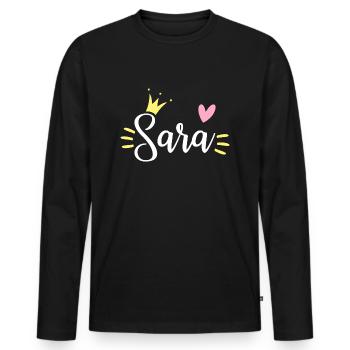 Sara Name Krone - Männer Premium Bio Langarmshirt - Schwarz - Vorne - Nico (187cm)