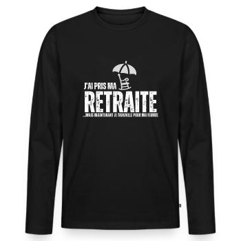 Ich bin in Rente gegangen - Männer Premium Bio Langarmshirt - Schwarz - Vorne - Nico (187cm)